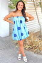 All is Well Strapless Polka Dot Bubble Mini Dress-DRESS CASUAL PRINT