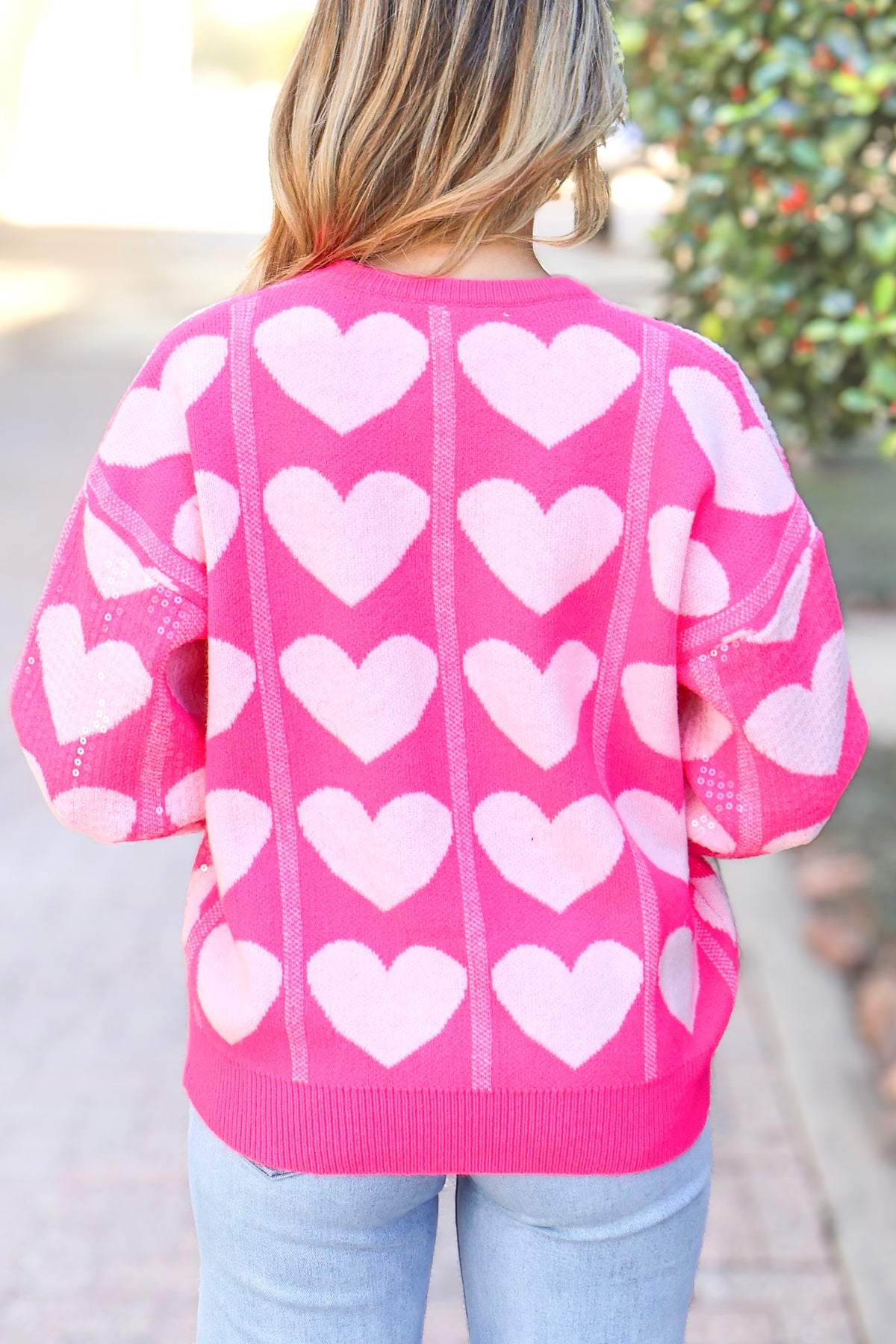 With Love Clear Sequin Heart Sweater-TOP WINTER SWEATER