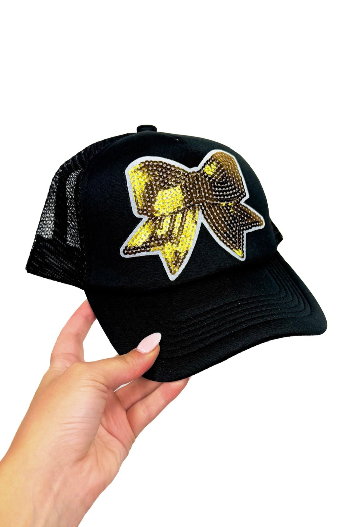 Pretty and Poised Bow Trucker Hat in Black-ACC CAP