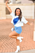One For The Team Sequin Tee in Royal/White-TOP S/S PRINT