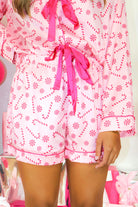 Candy Cane Lane PJ Short Set-TOP L/S PRINT