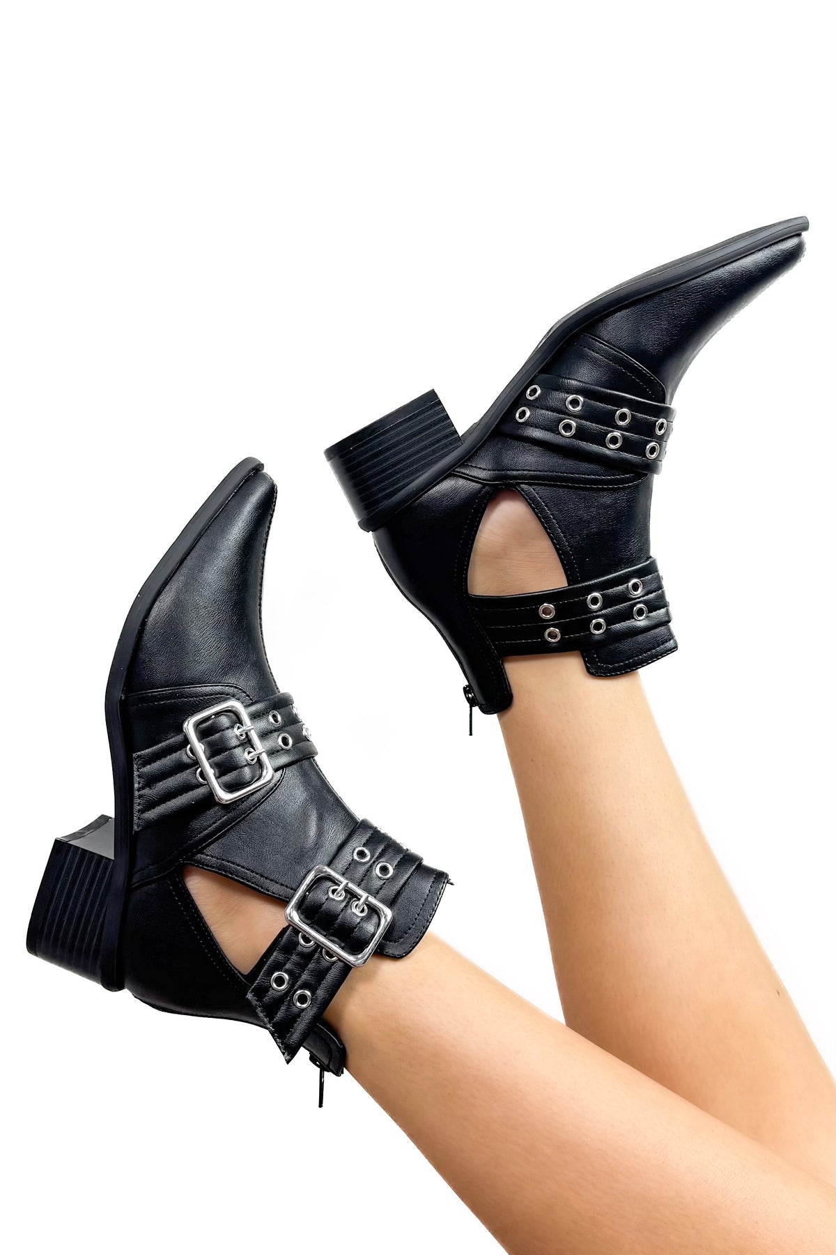 Truth Untold Double Buckle Strap Booties-SHOE BOOT ANKLE