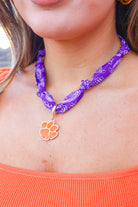 One For The Team Clemson Logo Scarf Necklace-ACC NECKLACE