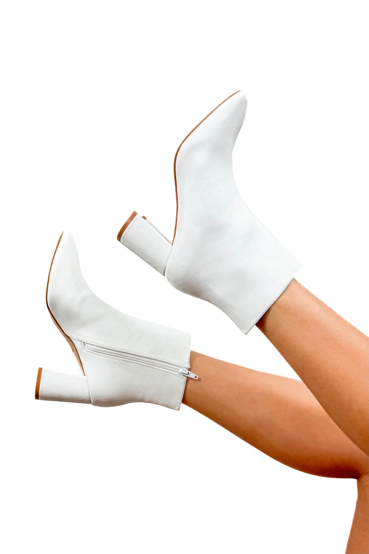 Get To The Point Square Toe Pleather Booties in White Size 11-SHOE BOOT ANKLE