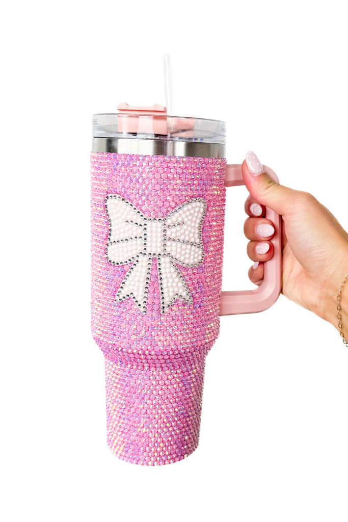 Rhinestone bow tumbler 