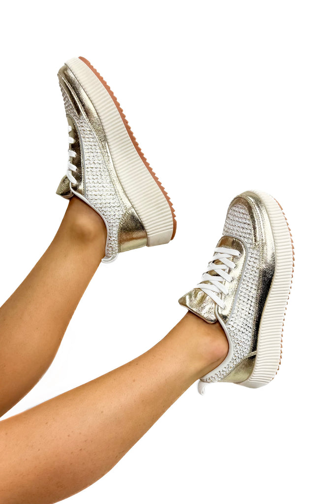 Gold tweed sneakers
