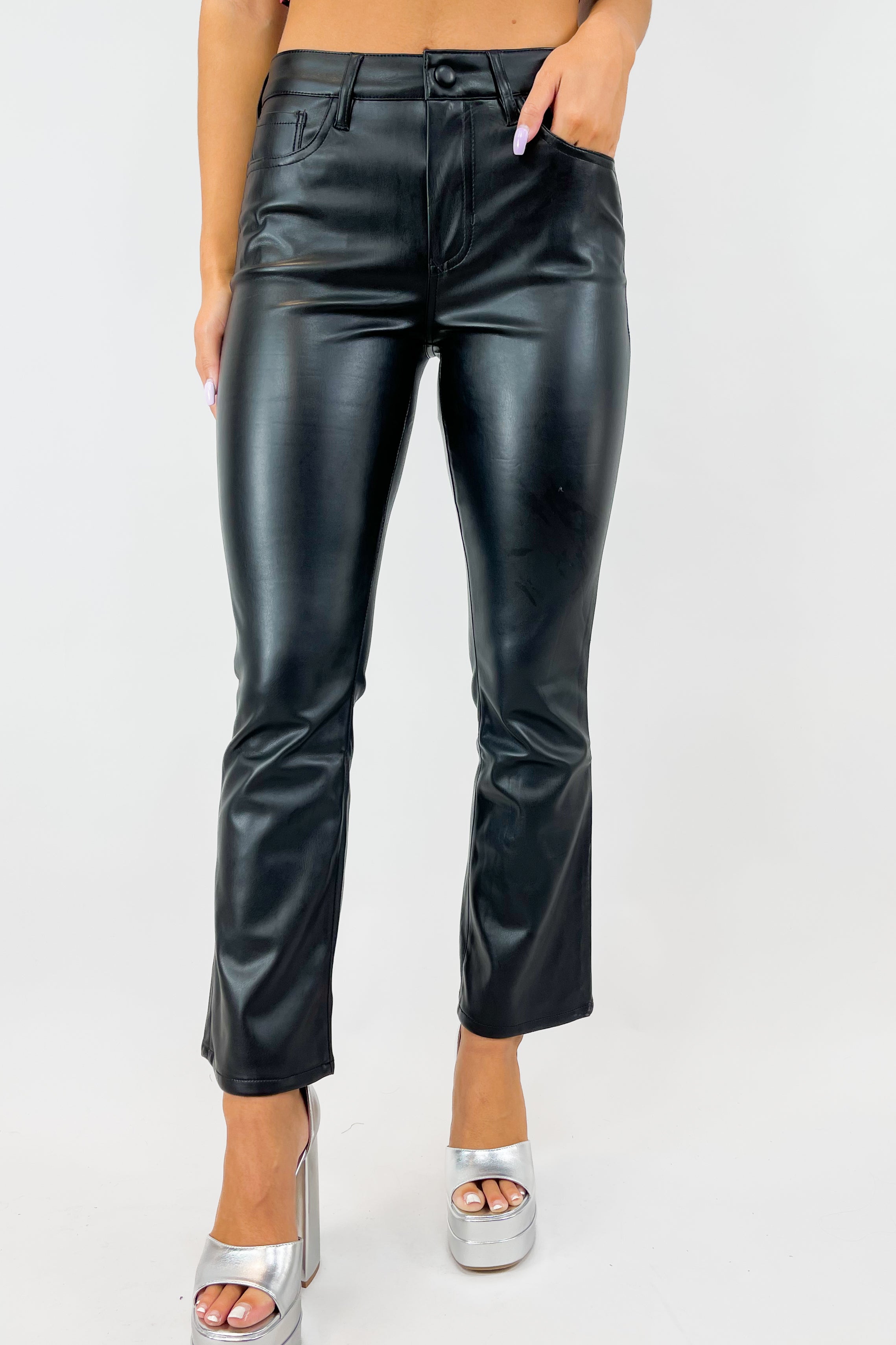 Above All Cropped Pleather Pants - Frock Candy