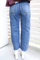 Check the Agenda Seam Detail Cropped Barrel Jeans