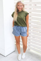 Feeling Just Fine Cuff Sleeve Top-TOP S/S SOLID