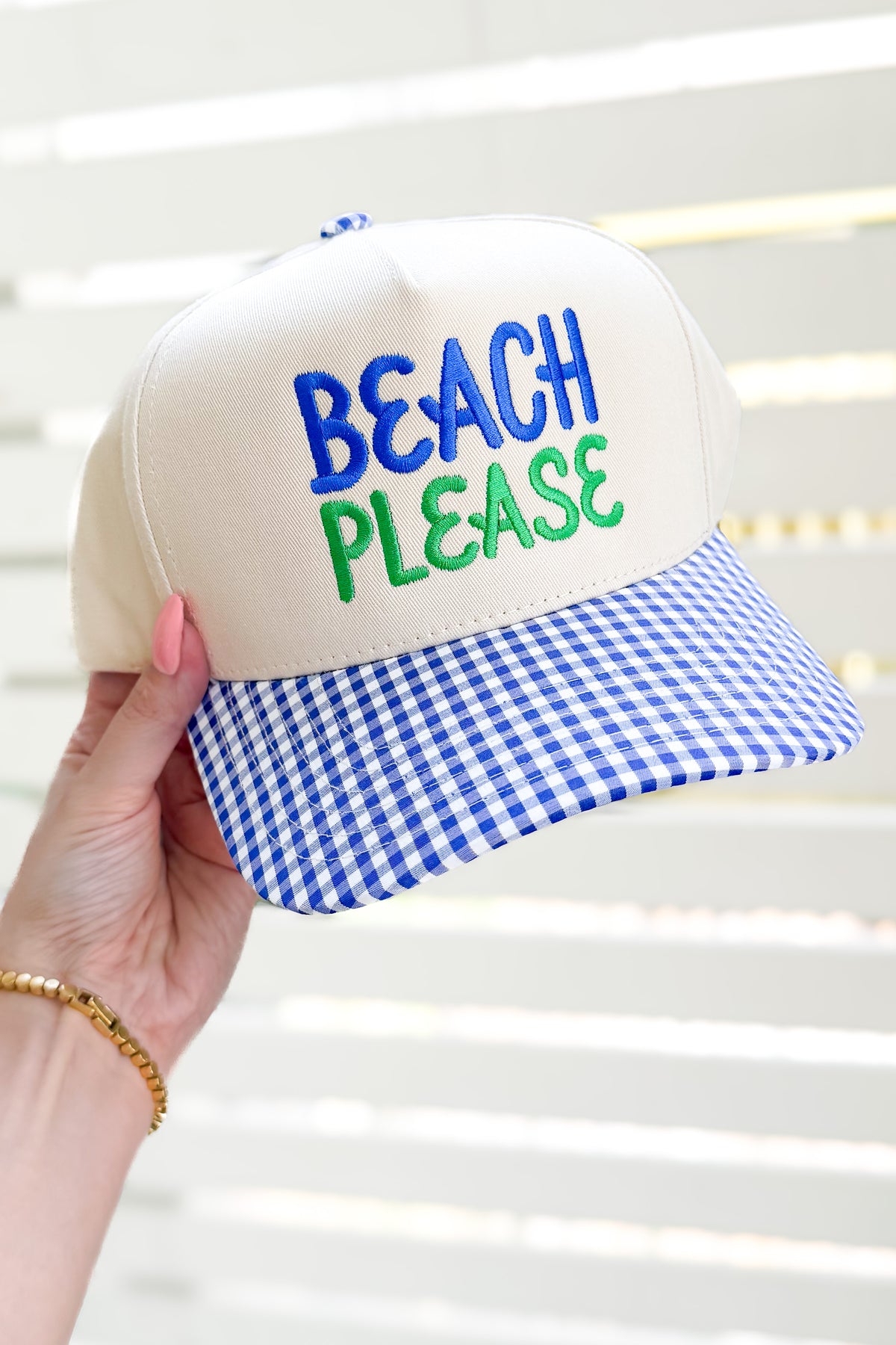 Beach Please Gingham Baseball Cap-ACC CAP