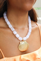 Coastal Glamour Shell Charm Beaded Necklace - alternate view