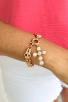 Perfectly Grounded Pearl Cross Double Chain Bracelet-ACC BRACELET