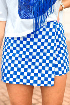 Royal blue checkered mini skort