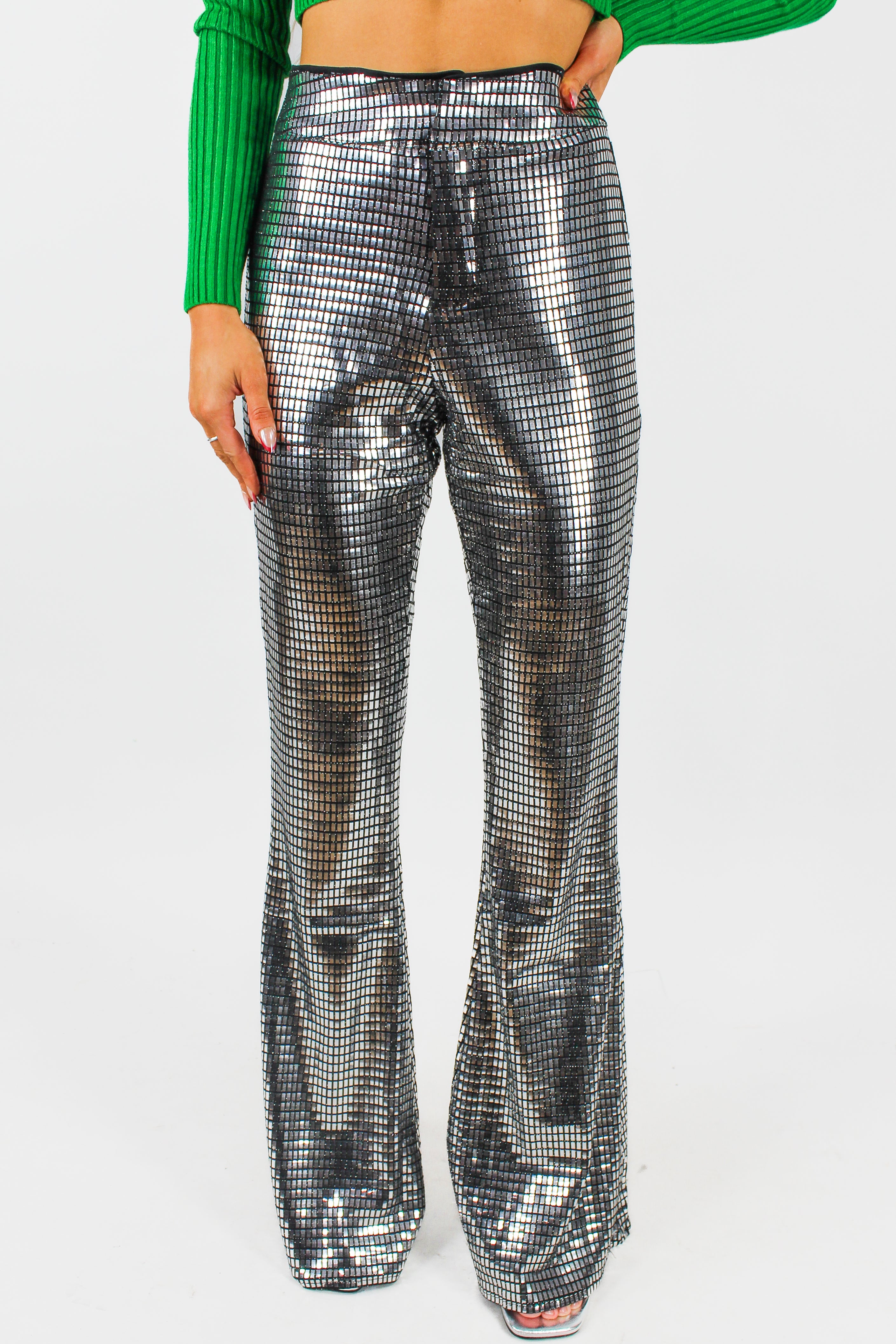 SEQUIN FLARE PANTS  Sequin flare pants, Sequins pants outfit