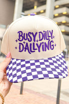 Busy Dilly Dallying Baseball Cap in Purple - close-up