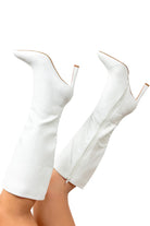 Best Interest Point Toe Stiletto Boots in White-SHOE BOOT KNEE