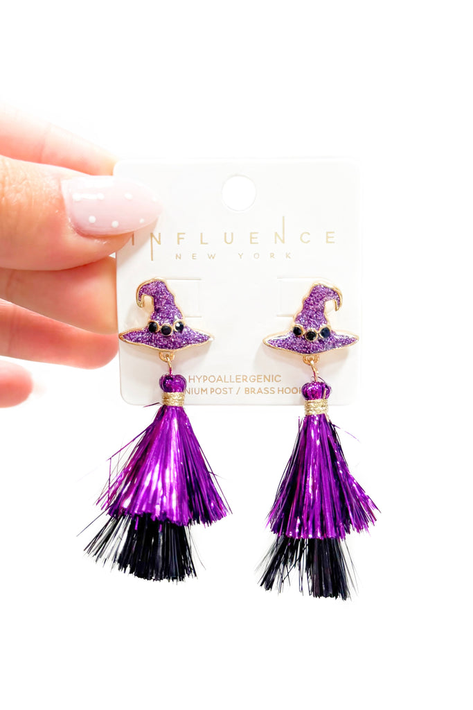 Witched hat tassel earring 
