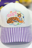 Easy Tiger Whimsical Striped Baseball Cap in White - alternate view