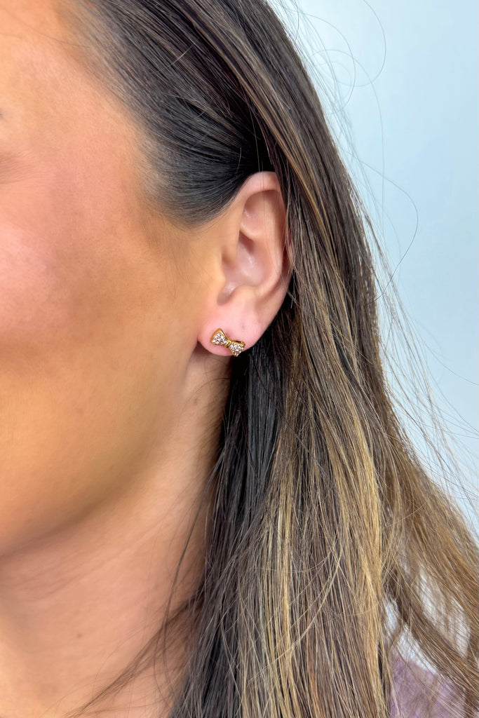 Mini Rhinestone Bow Earrings