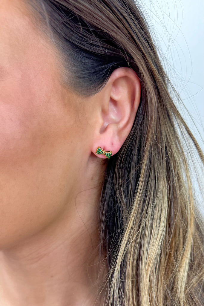 Mini Rhinestone Bow Earrings