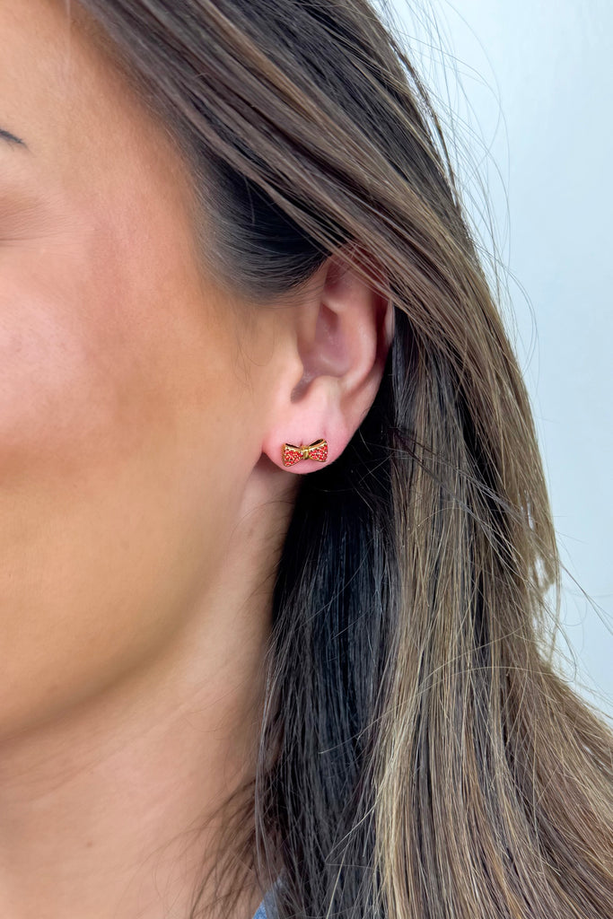 Mini Rhinestone Bow Earrings