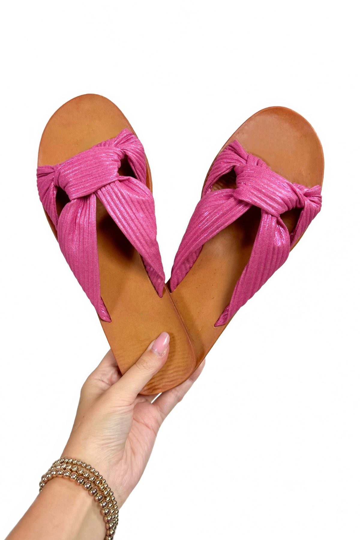 Summer Nights Knotted Sandals in Hot Pink-SHOE SANDALS