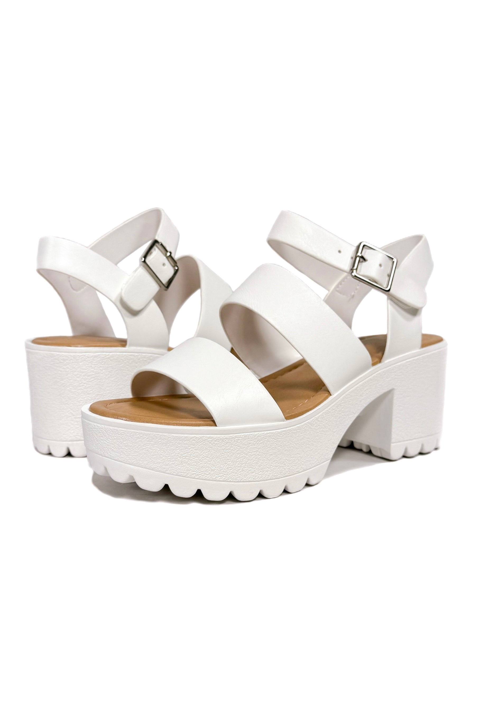 Enjoy the View Chunky Sandals in White Size Frock Candy