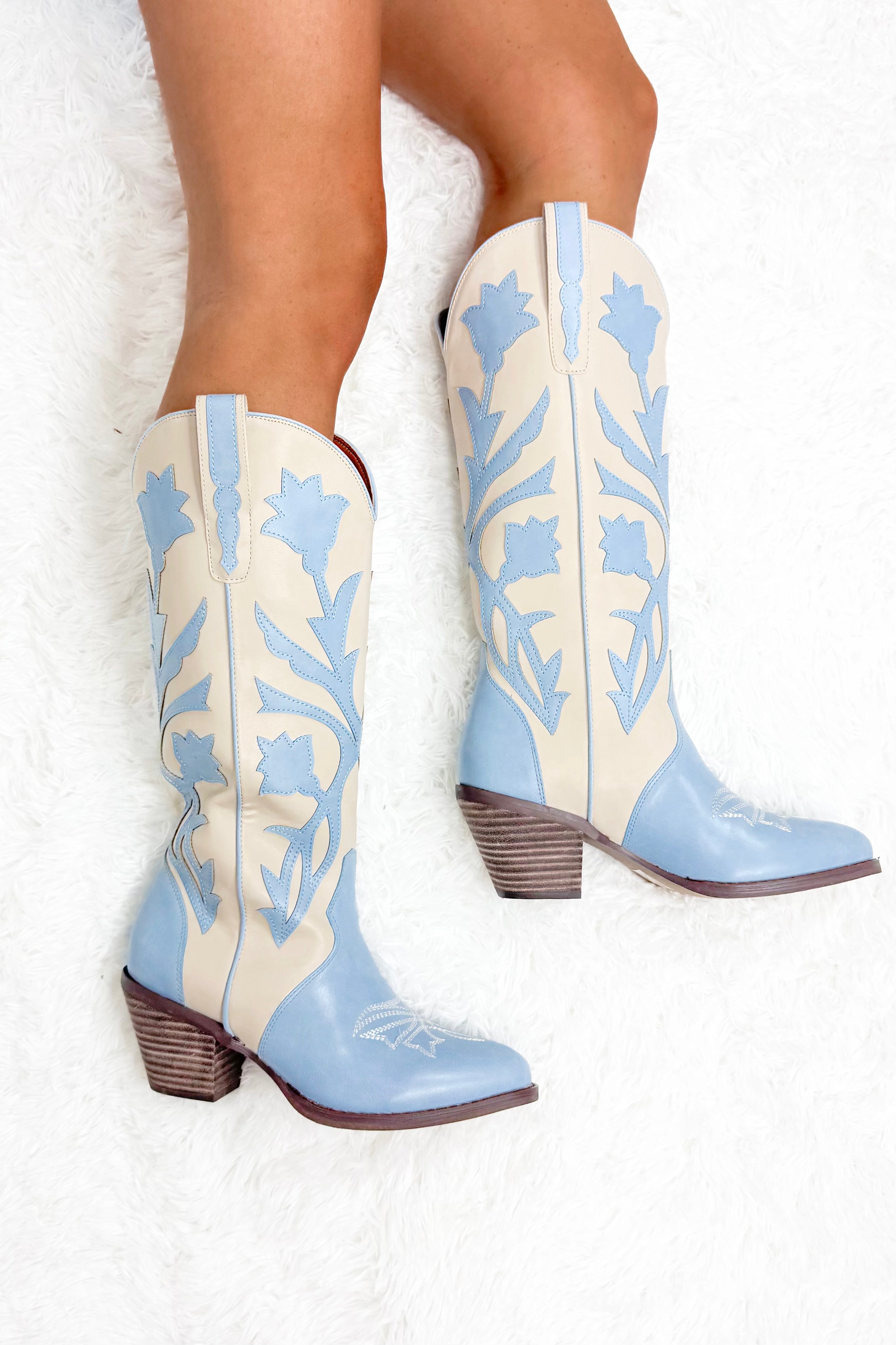 Baby Blues Stitched Detail Western Boots Frock Candy