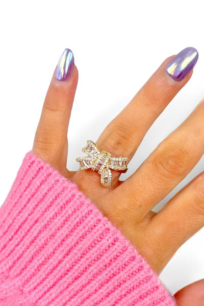 Shine Through Rhinestone Bow Ring - Frock Candy