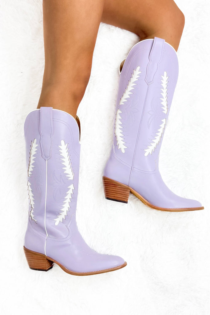 Lavender Cut-Out Detail Boots