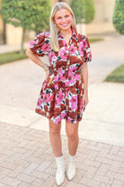 The Right Timing Puff Sleeve Floral Mini Dress