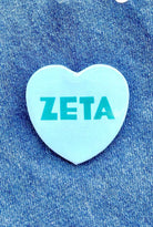 Zeta Heart Greek Small Gameday Button close-up