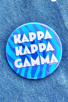 Kappa Kappa Gamma Zebra Greek Gameday Button close-up