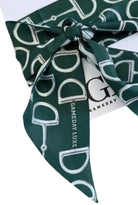 Loud and Clear Horsebit Silk Twilly Scarf in Green - close-up