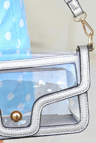 The Game Plan Pleather Trim Clear Bag in Silver - close-up
