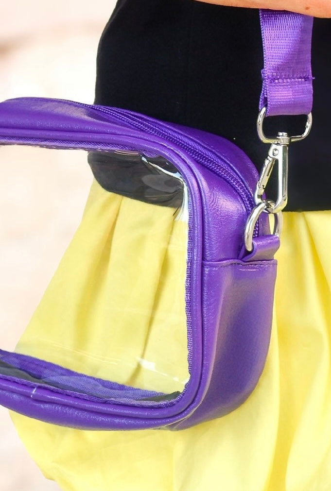 See You Again Clear Crossbody Bag in Purple - close-up