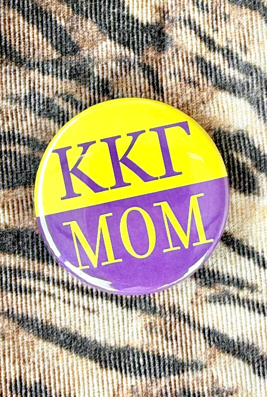 KKG Mom Greek Small Gameday Button close-up
