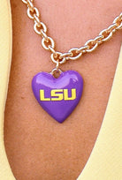 Long Live LSU Heart Chain Necklace - close-up