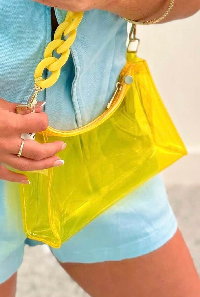 Electric Touch Clear Crossbody in Yellow - close-up