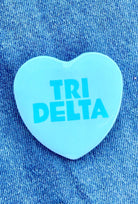 Tri Delta Heart Greek Small Gameday Button close-up