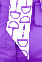 Loud and Clear Horsebit and Stripe Twilly Scarf in White & Purple - close-up