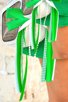 Darling Choice Pearl Bow Charm in Green - close-up