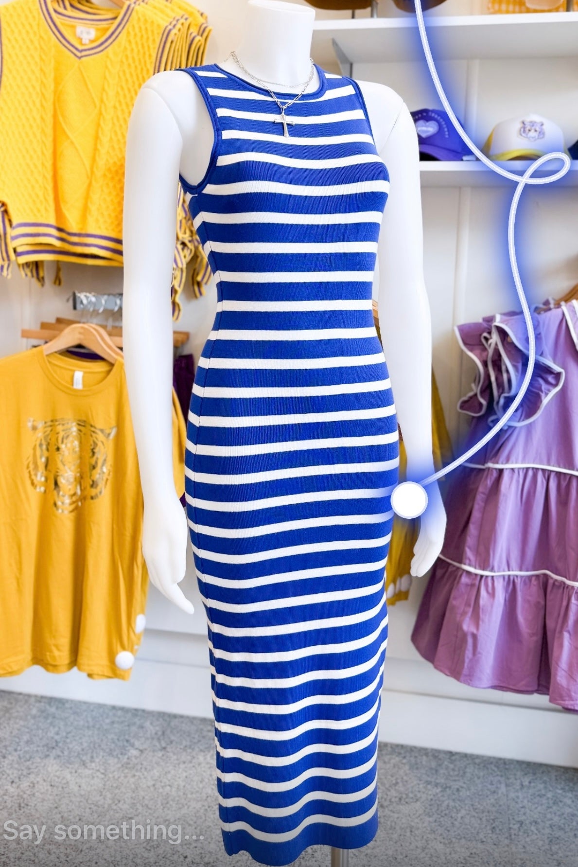 Stay Ready Striped Knit Midi Dress in Royal Royal / L