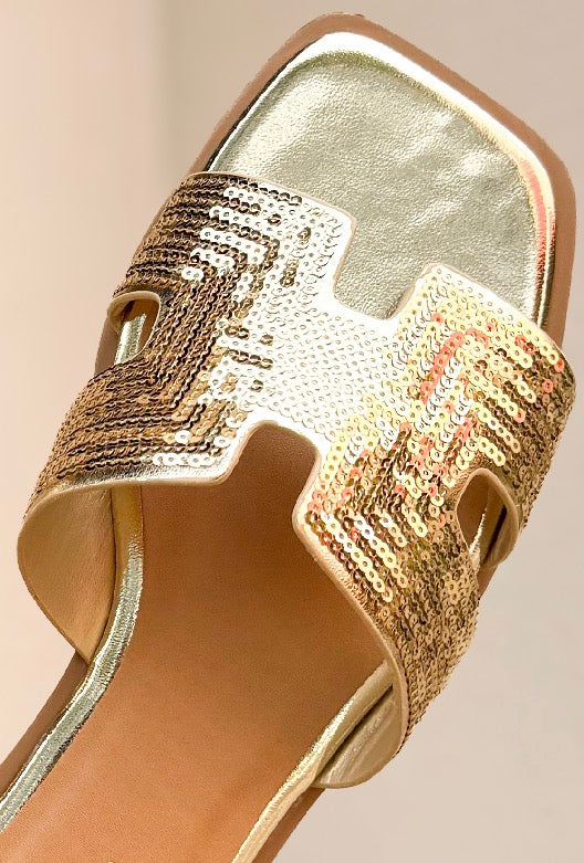 So They Say Glam Sequin Slide - close-up