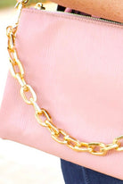 Bold New Days Pleather Chain Detail Bag in Rosewood - close-up