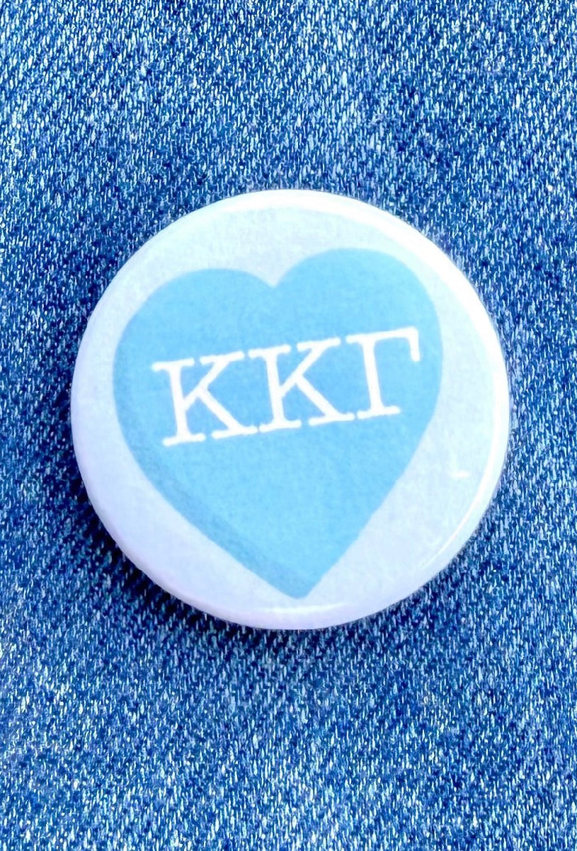 KKG Conversation Heart 2 inch Mini Gameday Button close-up
