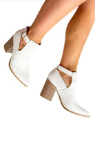 Ivory pleather cutout ankle booties