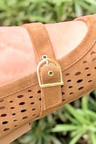Hello Weekend Cutout Suede Ballet Flat in Light Brown - close-up