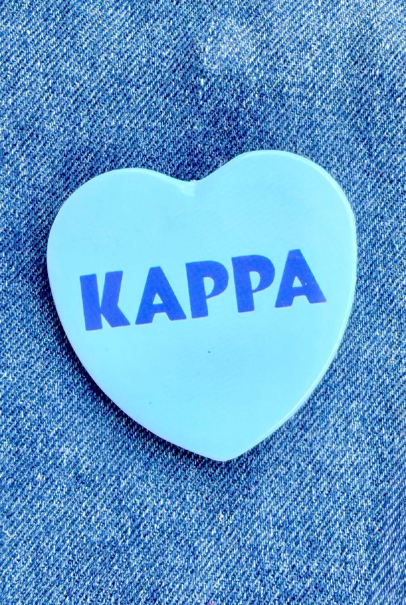 Kappa Heart Greek Small Gameday Button close-up