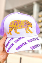 Sequin Geaux Tigers Trucker Hat in Purple and White - alternate view